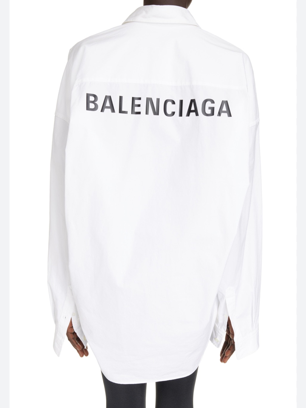 Balenciaga Oversize Cocoon Cotton Poplin Button-Up Shirt E27